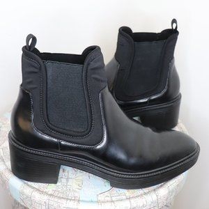 Zara Black Slip On Heeled Chelsea Boots